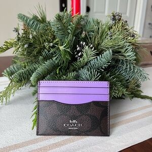 Coach Lavender/brown/black Signature Card case and identification window! Gift!
